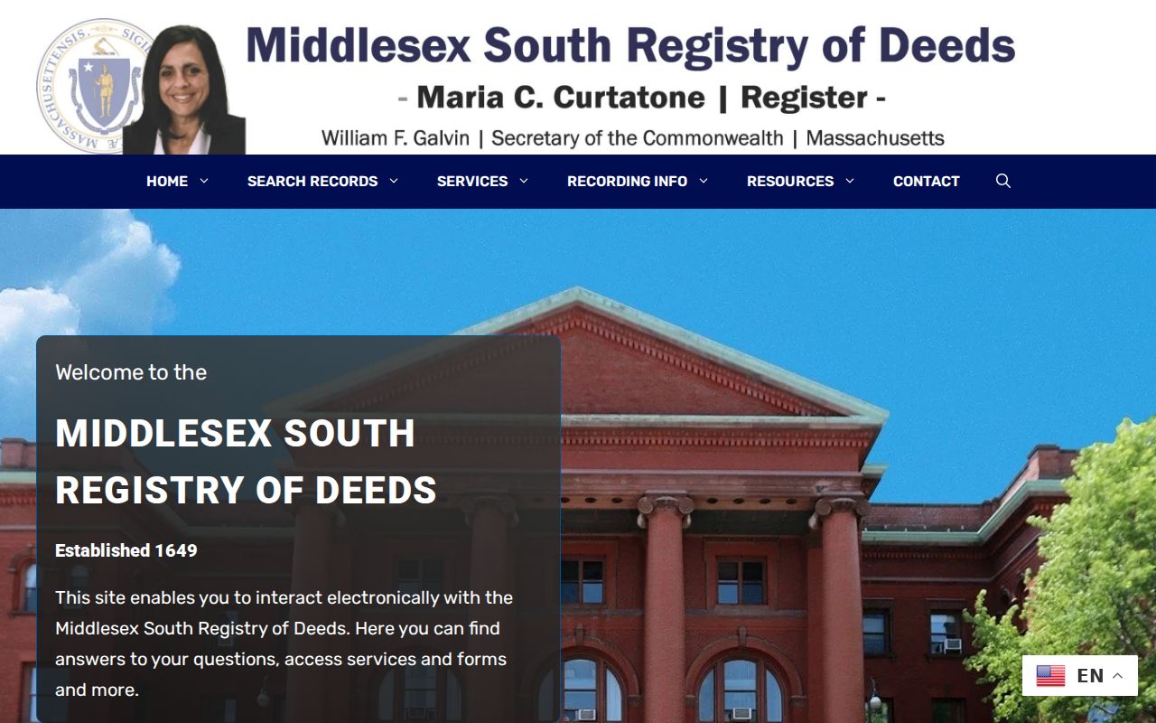 Woburn previous residents Middlesex South Registry of Deeds access page