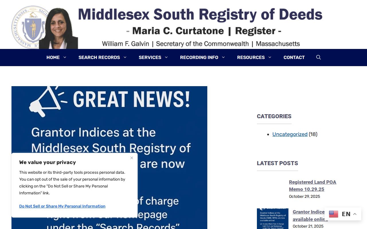 Woburn previous residents historical Middlesex South grantor index announcement