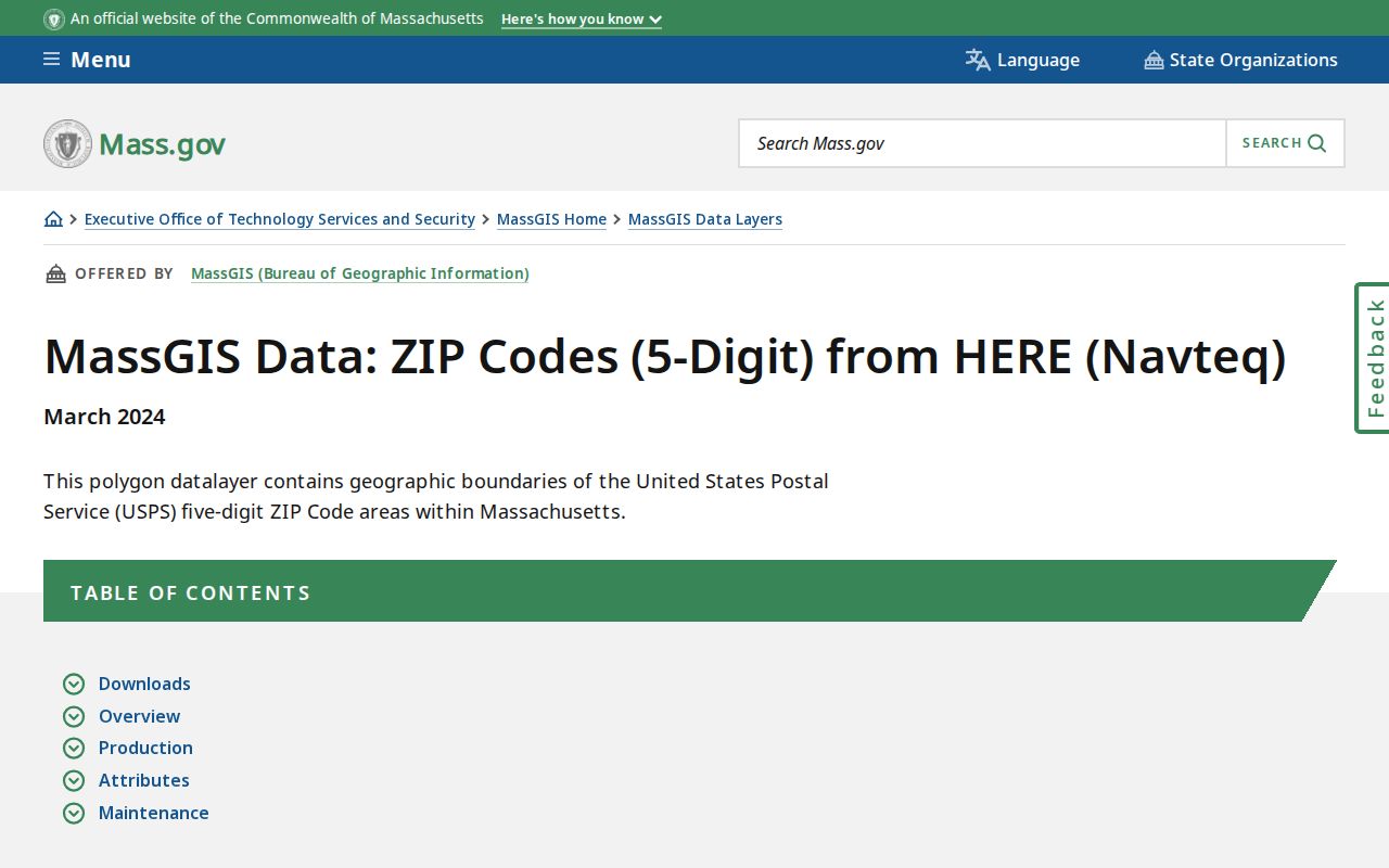 Woburn ZIP code directory MassGIS ZIP boundary information for postal geography