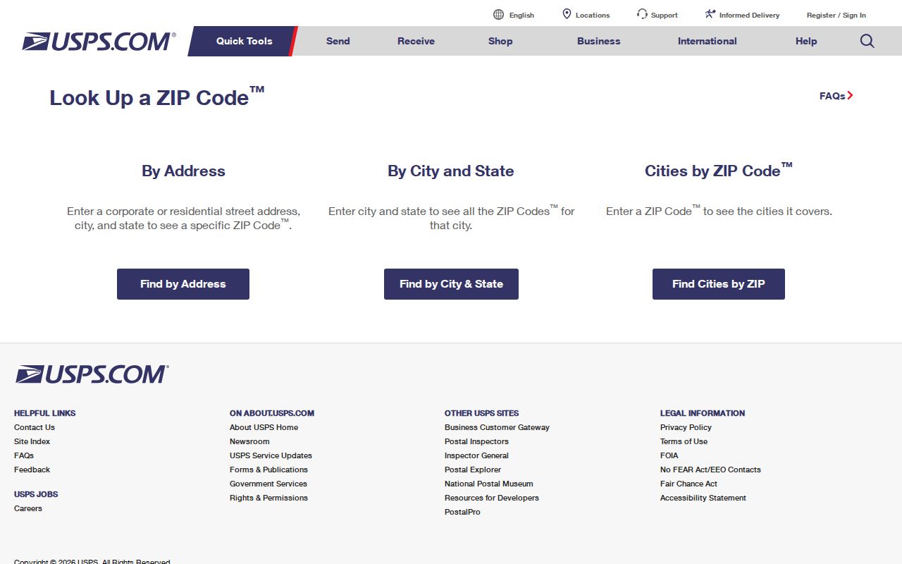 Woburn ZIP code directory USPS lookup screen for verifying a city and postal code